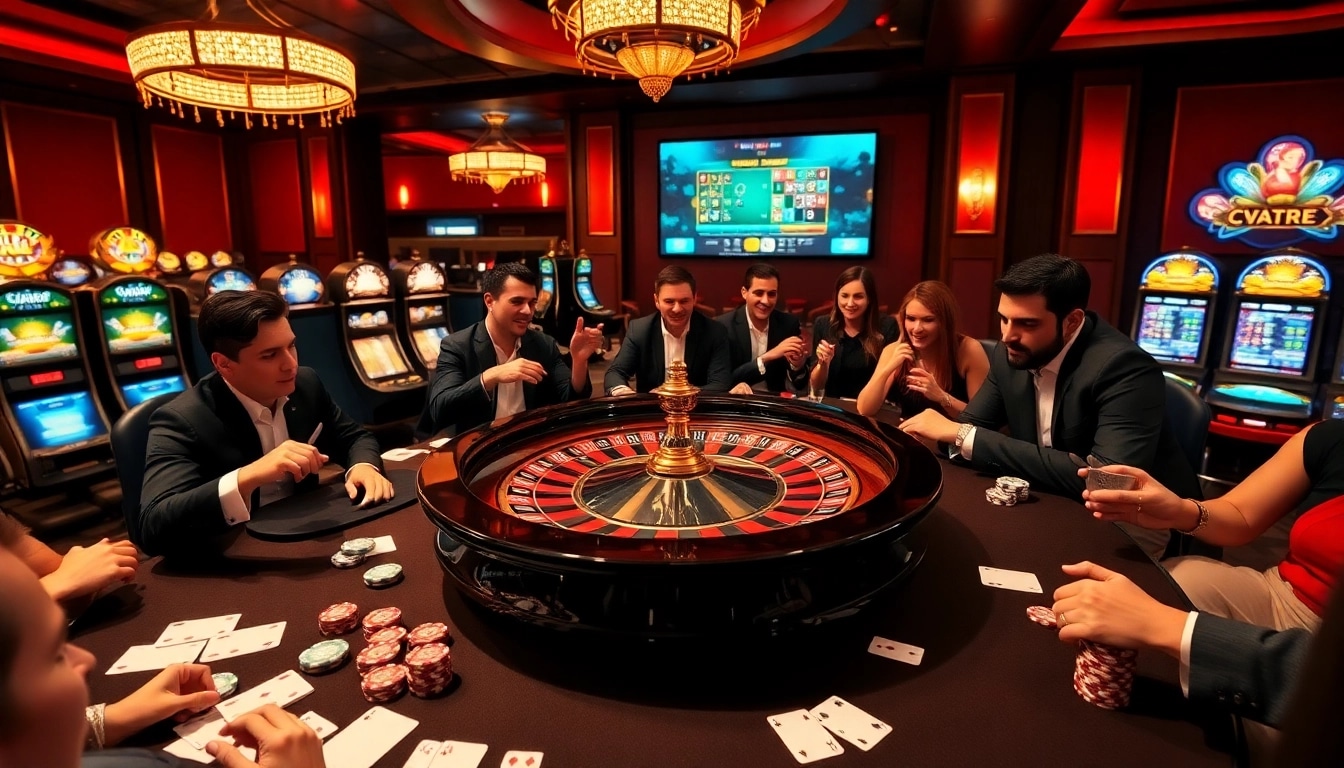 Des joueurs engagés profitent d'un jeu de roulette en direct dans un luxueux casino en ligne argent réel France.