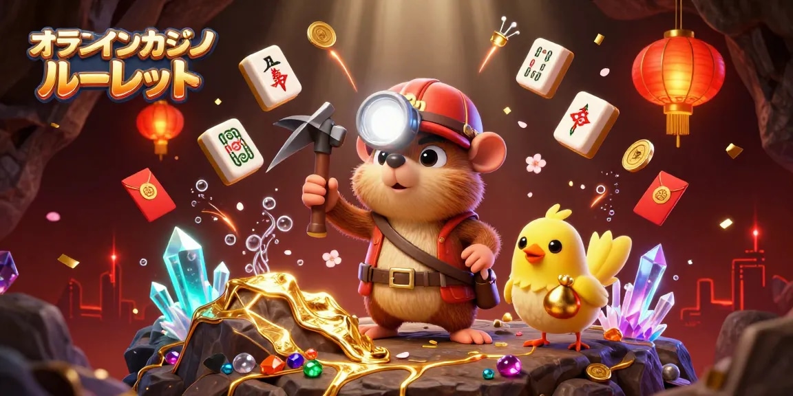 オンラインカジノ ルーレットを遊ぶキャラクターたちが描かれたビジュアルアート