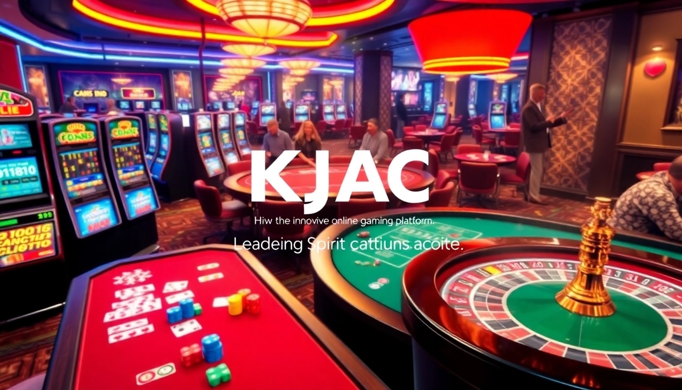 A lively casino scene at KJC AC showcasing tables, cards, and slot machines for thrilling gameplay.