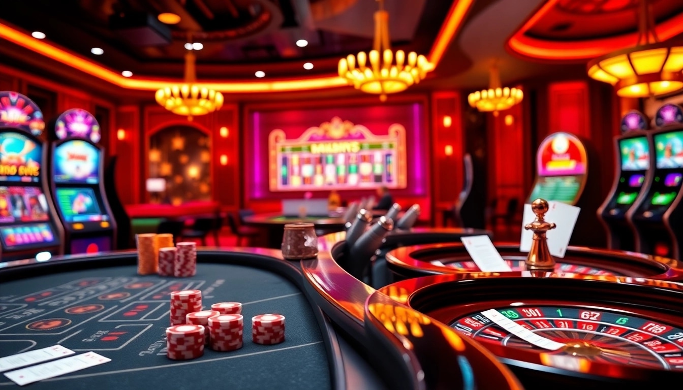 Ressentez l'excitation du casino en ligne argent réel France avec des tables vibrantes et des éléments de jeu colorés.