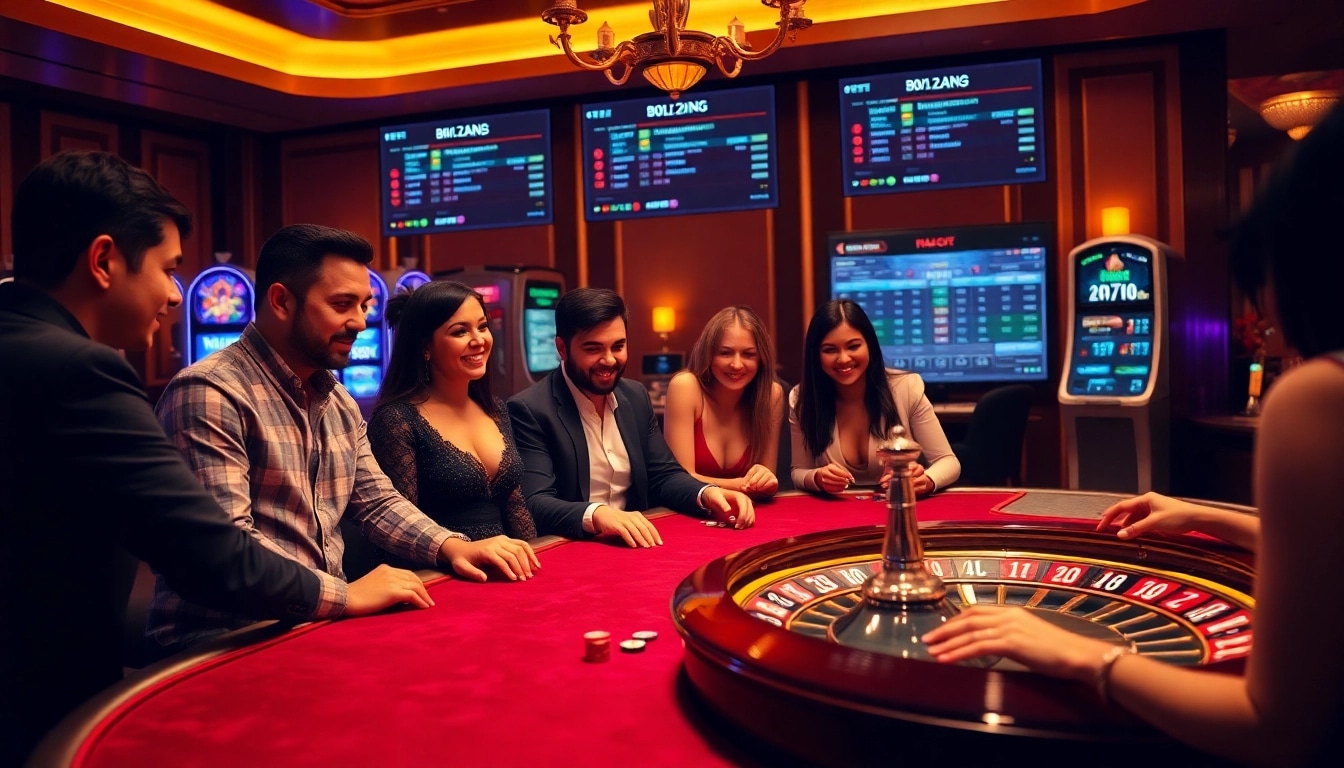 Vivez des moments de jeu palpitants au casino en ligne argent réel France avec des joueurs divers autour d'une table glamoureuse.
