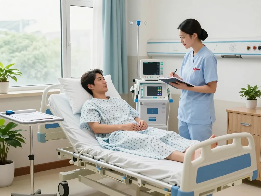 High-quality giường bệnh nhân in a comforting hospital room, showcasing modern healthcare equipment and patient care.
