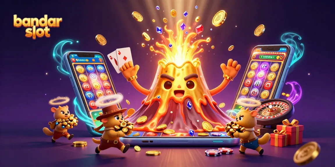 Experience thrilling plays at bandar slot with golden coins, vibrant slot games, and dynamic card actions.