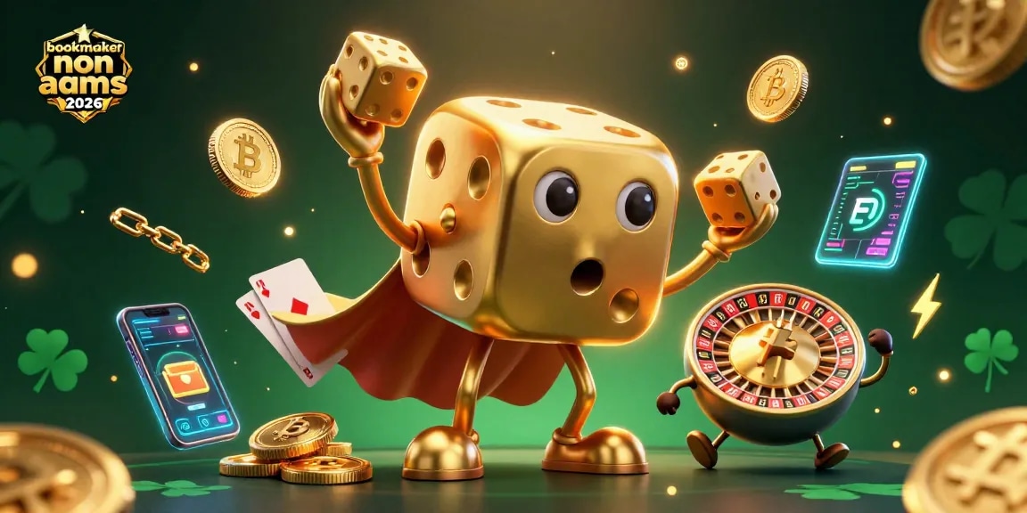 Scopri i migliori bookmaker non aams 2026 con un golem di dadi in un'atmosfera di casinò dinamica.