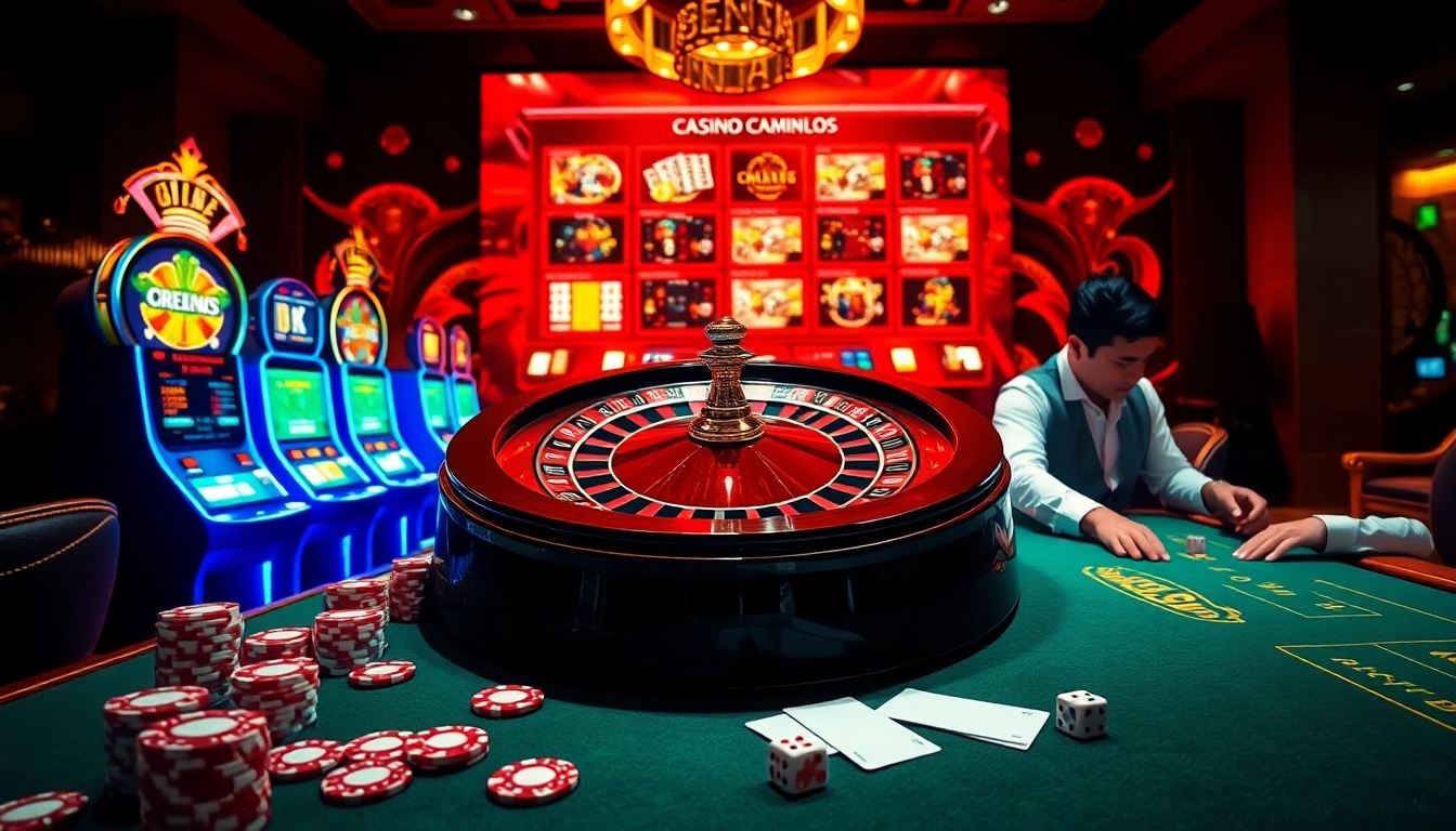 Découvrez l'excitation du casino en ligne France avec des visuels de jeux vibrants mettant en vedette la roulette et le poker.