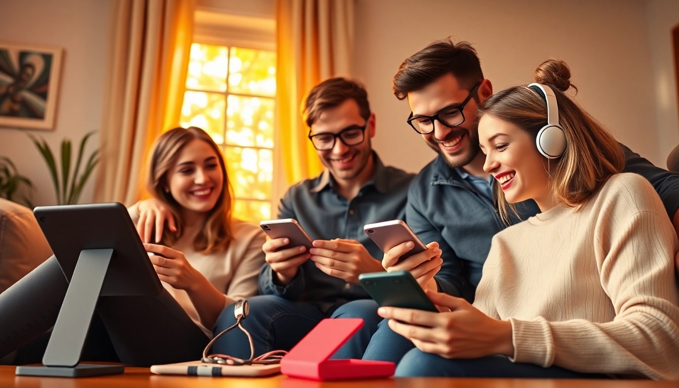 Stylish lifestyle scene with MMOO gadgets enhancing family interaction at home