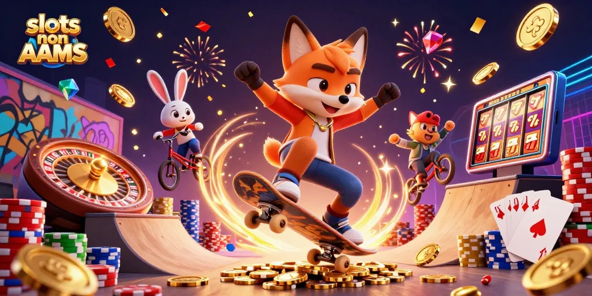 Gioca alle slots non AAMS con simboli di casinò e vincite scintillanti tra divertimento e adrenalina.