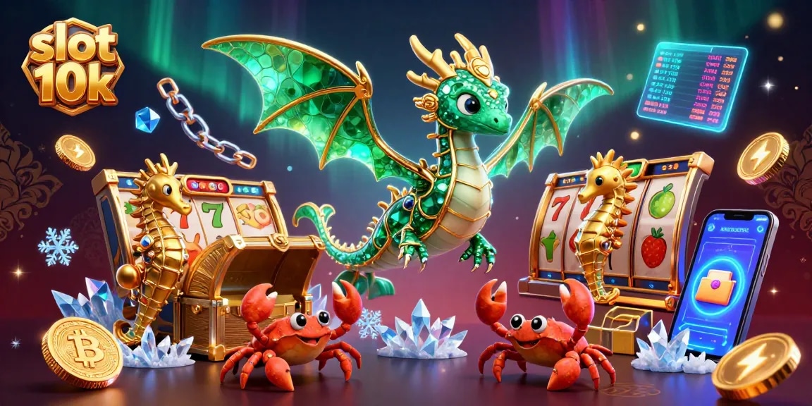 Spin the reels in style with slot 10k, showcasing a vibrant sea dragon scene and thrilling symbols of fortune.