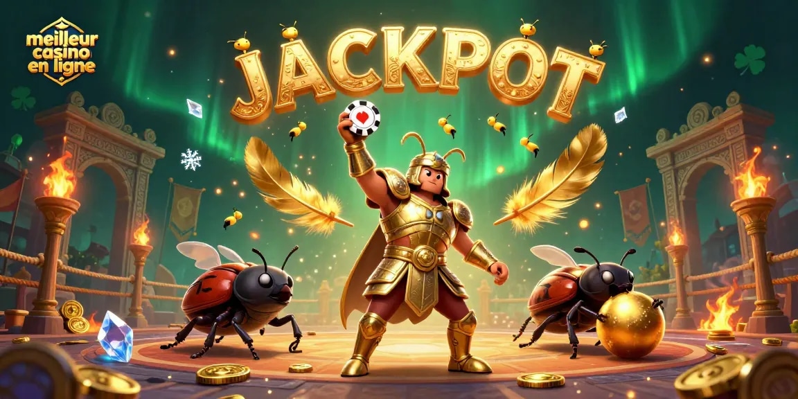 Activation des jeux au meilleur casino en ligne avec un scarabée chanceux et des éléments de fête