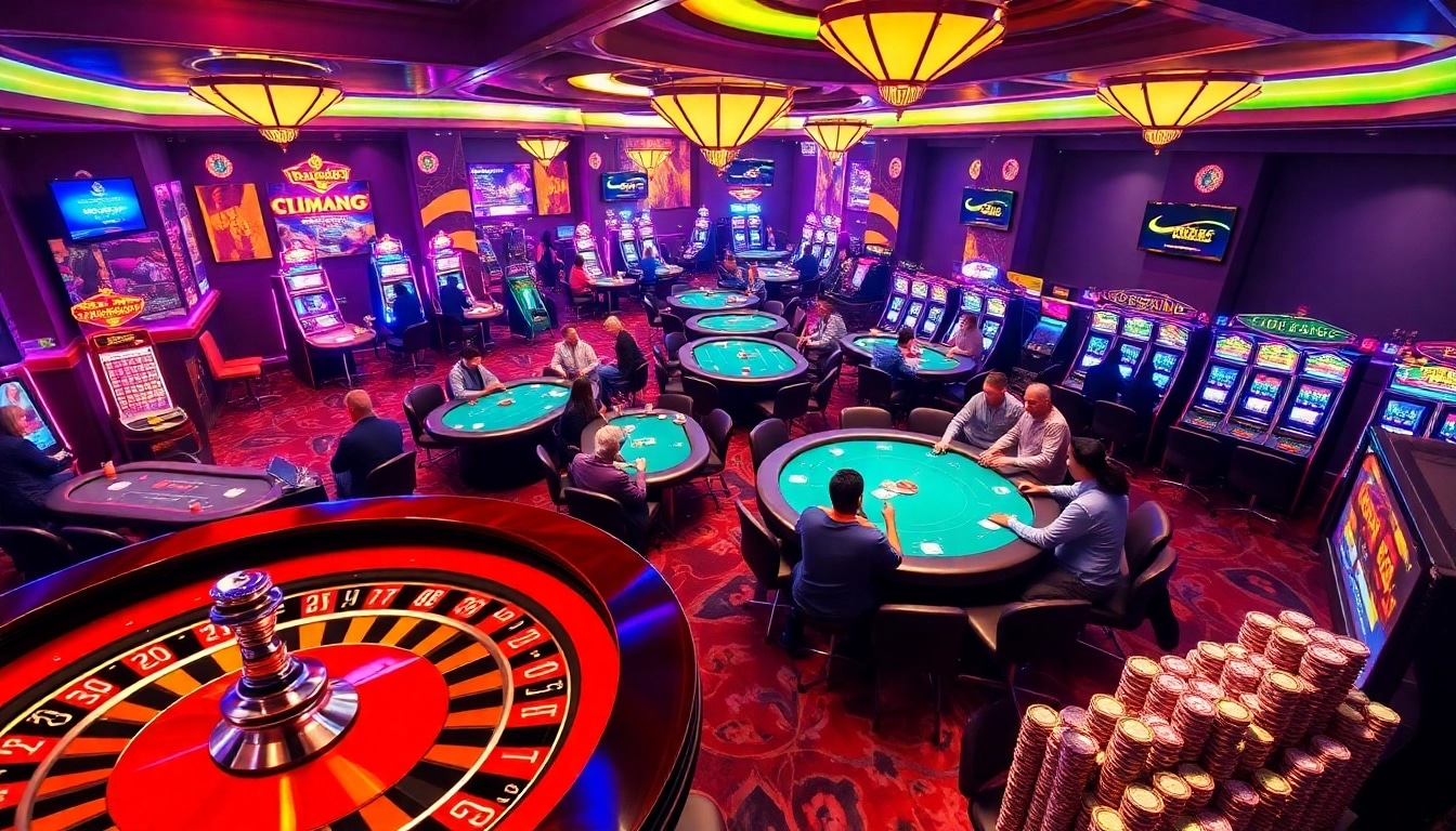 KJC AC Casino scene showcasing vibrant gaming with roulette and poker tables.