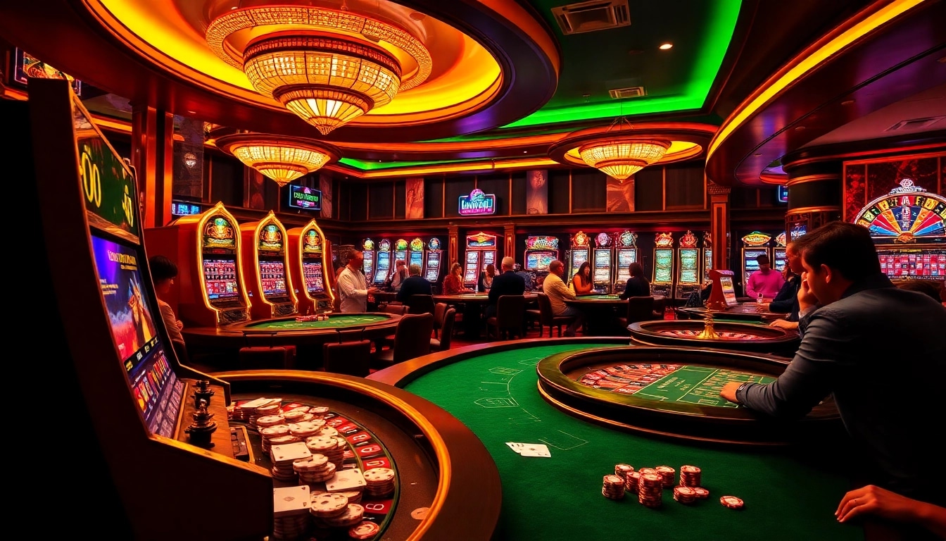 Experience thrilling games at 789 P casino, showcasing dynamic players and luxurious gaming tables.