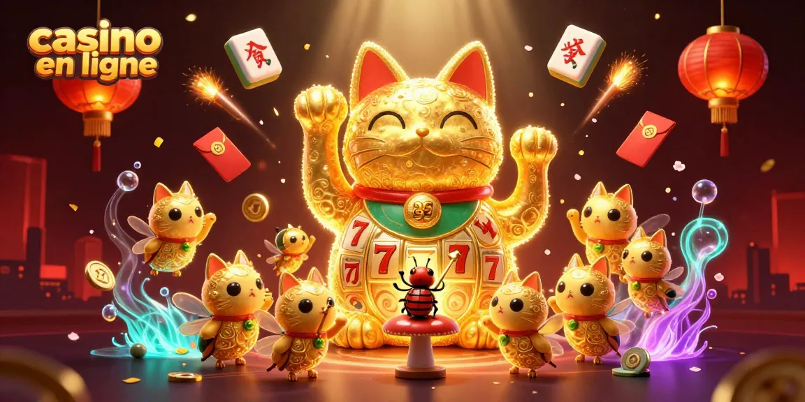 Profitez de l'expérience immersive du casino en ligne avec un chat porte-bonheur animé.