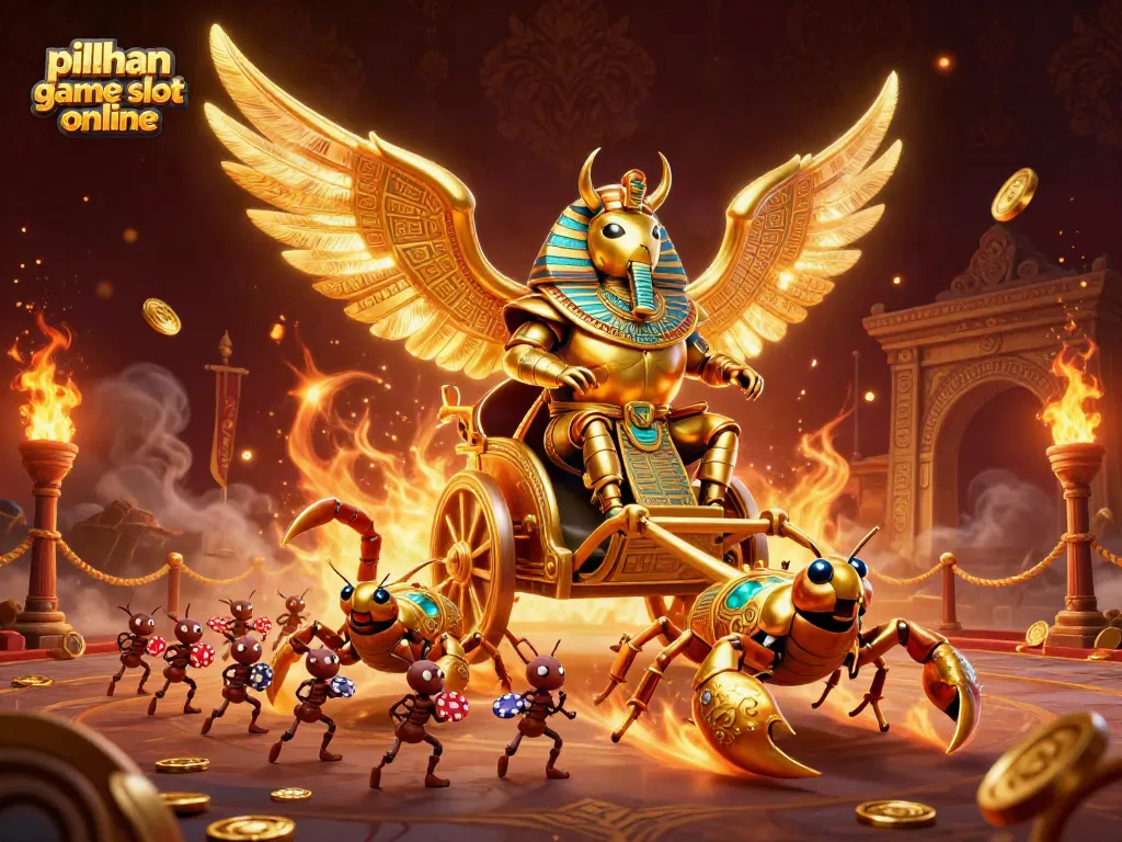 Gali pilihan game slot online terbaik dengan ilustrasi seru kolosal yang menggambarkan karakter kasino.