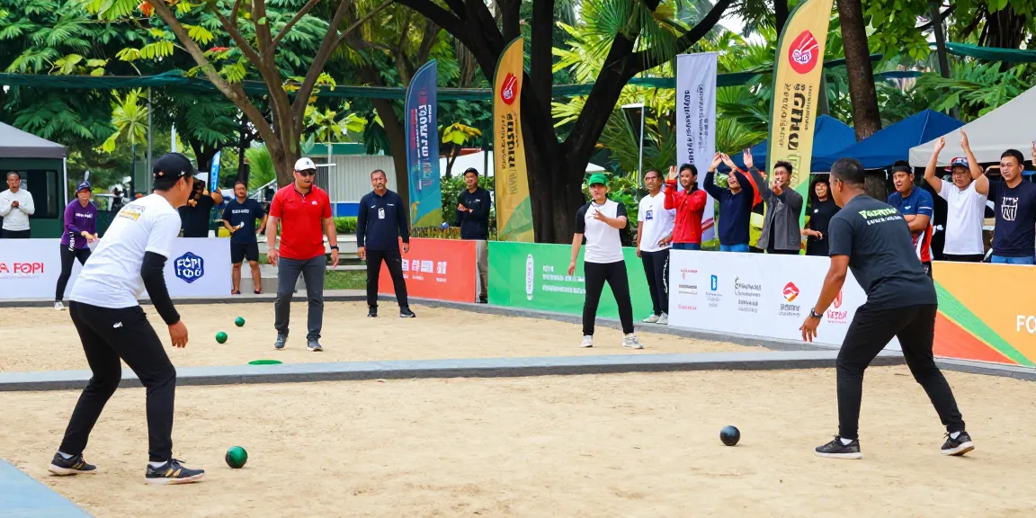 Pelaksanaan olahraga petanque di lapangan terbuka oleh FOPI Kota Tomohon.