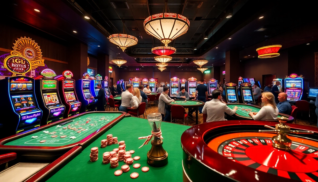 Casino tables at KJC AC featuring poker chips and roulette wheel.