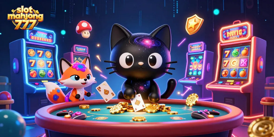 Engage in slot mahjong 777 excitement at a cosmic casino with captivating characters and vibrant slots.