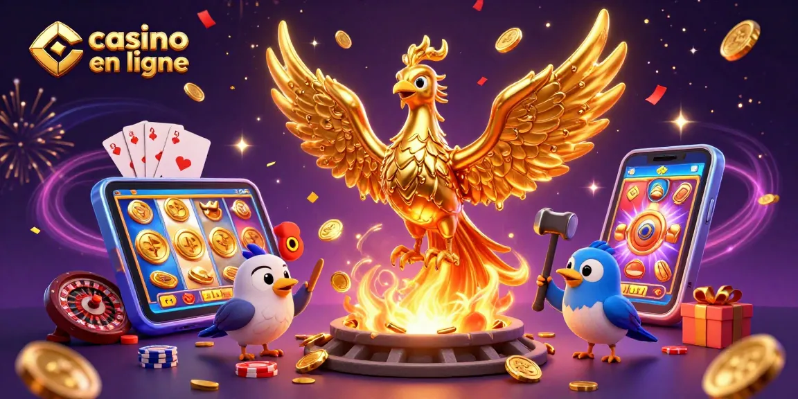 Découvrez des jeux captivants sur les casinos en ligne avec un phoenix aux ailes dorées et des gains en or.
