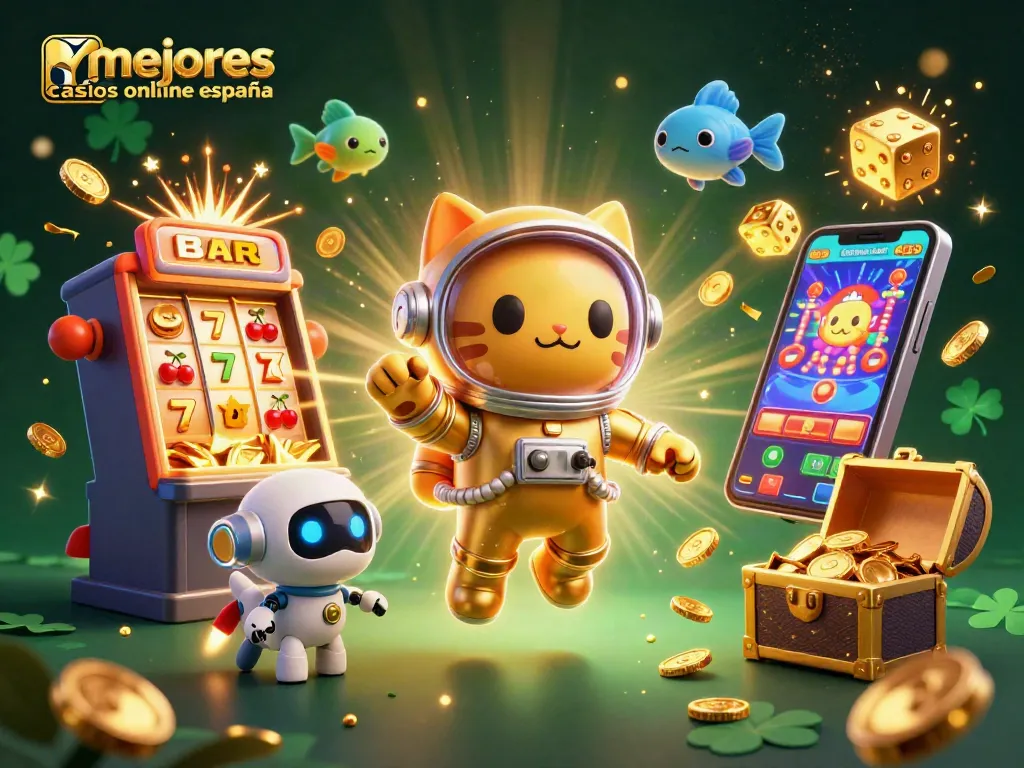 Ruedas y jackpots de los mejores casinos online en España en una escena vibrante de juego