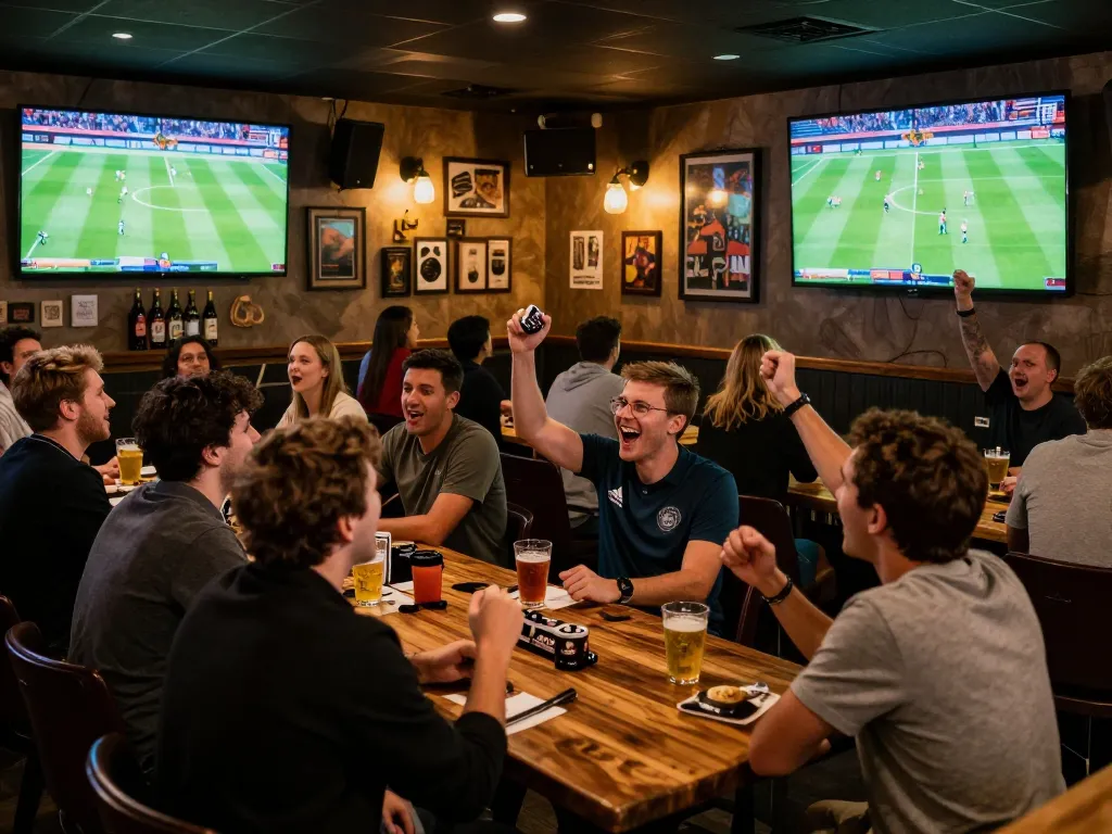 Watch live football matches at CakhiaTV on https://nddo.org, with friends and excitement in a cozy sports bar.