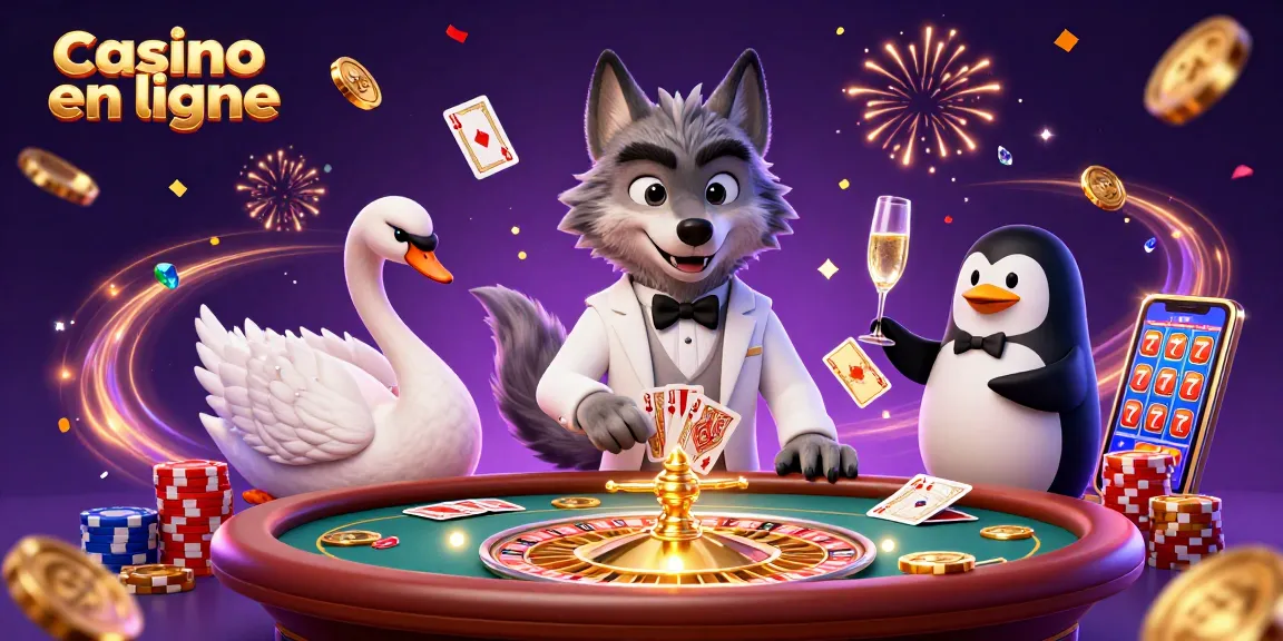 Jouer au casino en ligne avec des personnages animés comme le loup, le cygne et le pingouin pour une expérience de jeu immersive.