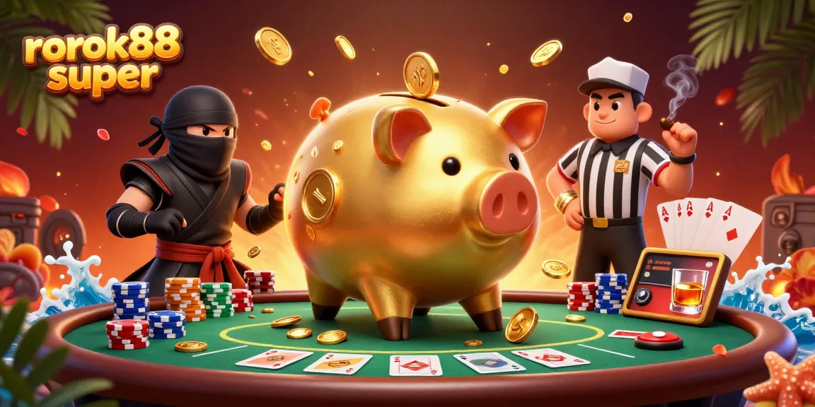 Experience thrilling gaming at rokok88 super with a dynamic piggy bank sumo wrestler!