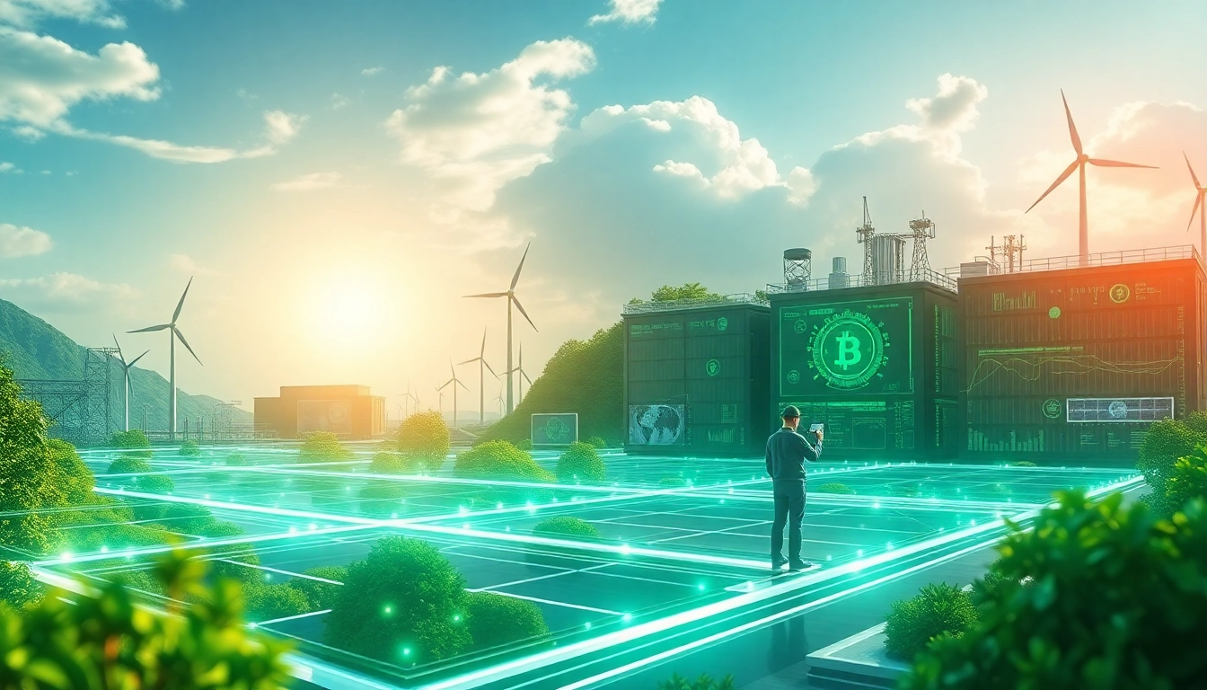 Visual representation of dogecoin cloud mining profit showcasing advanced AI technology and sustainable energy.