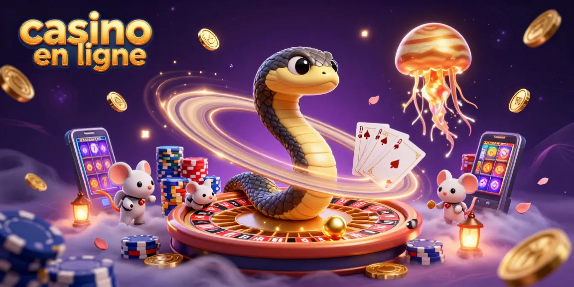 Jouez sur un casino en ligne avec nos personnages animés et une ambiance festive, illustrant des gains en ligne.
