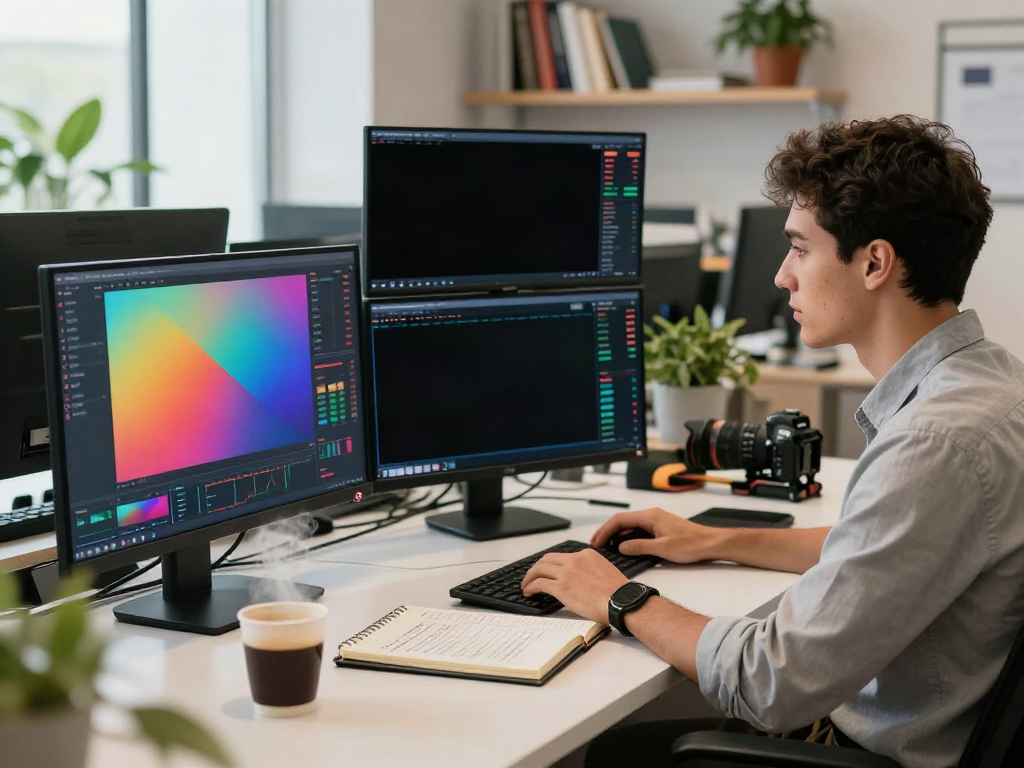Traders analyzing market data using TradingView on multiple monitors in a modern workspace.