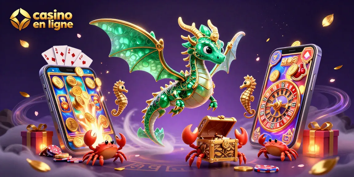 Jouez au casino en ligne avec un dragon de mer en 3D et des éléments de casino colorés