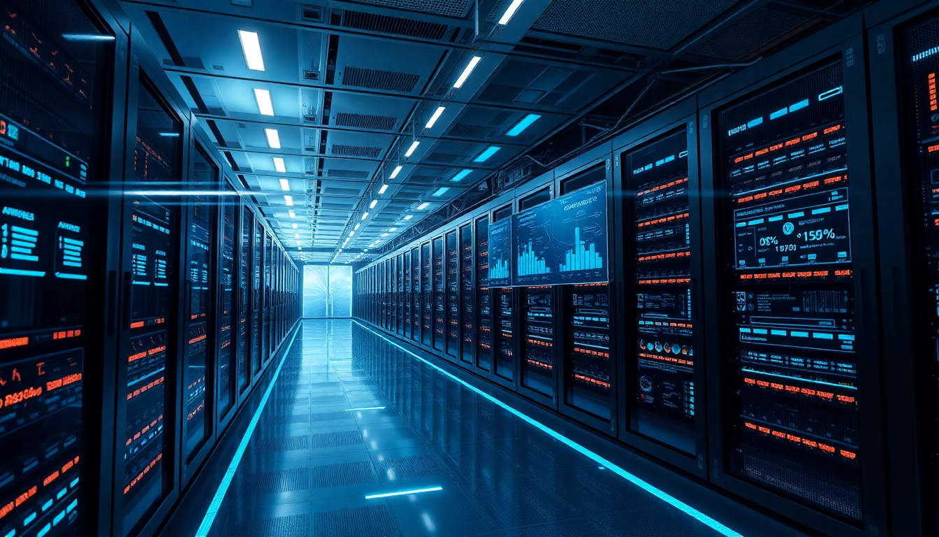 Visual representation of top cloud mining technology featuring a modern data center with advanced servers.