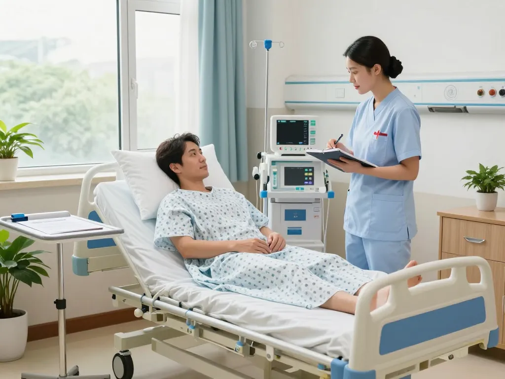 High-quality giường bệnh nhân in a comforting hospital room, showcasing modern healthcare equipment and patient care.