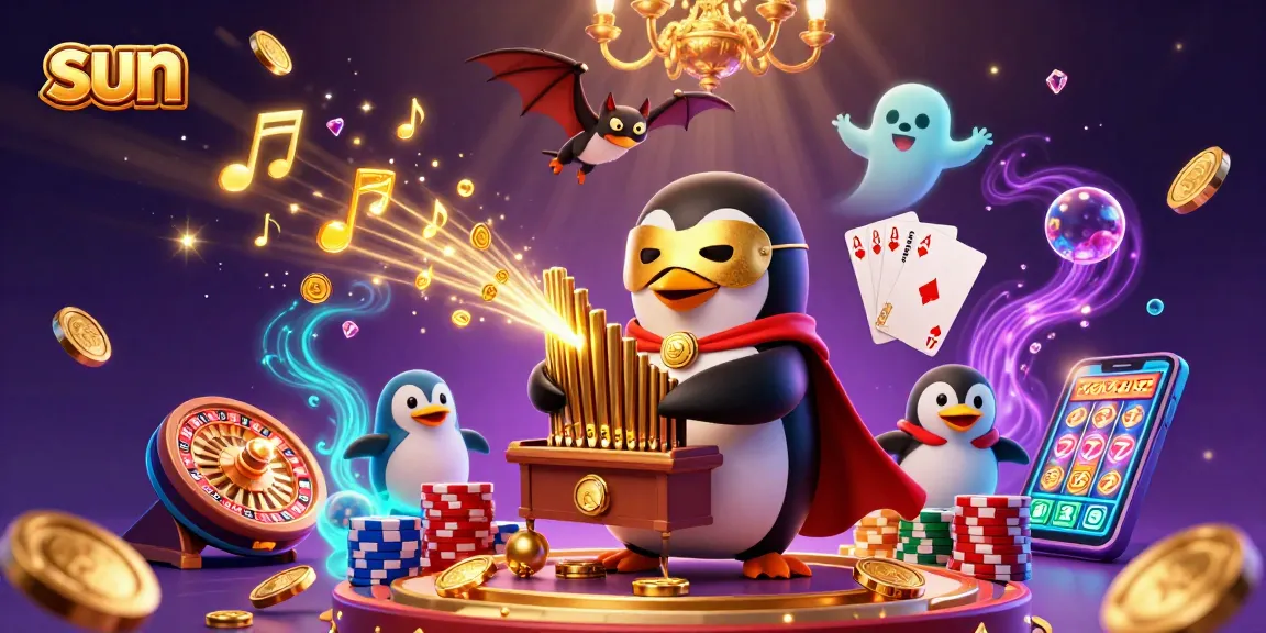 Spin to win with sun-inspired casino elements like golden coins and vibrant slot reels.
