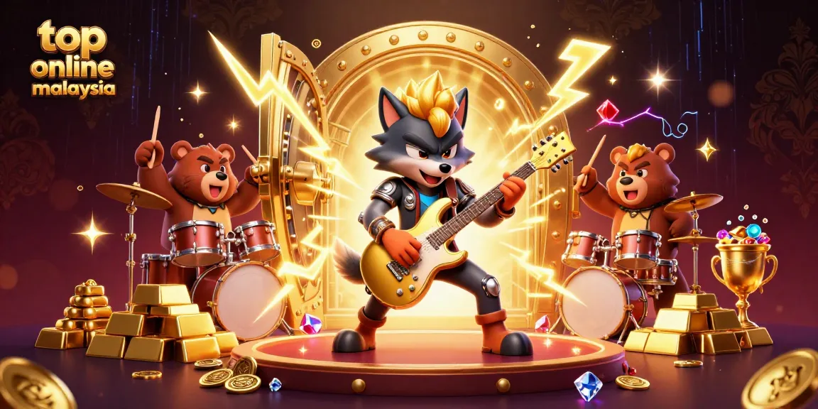 Experience top online casino Malaysia action with vibrant 3D characters amidst gold and treasure elements.