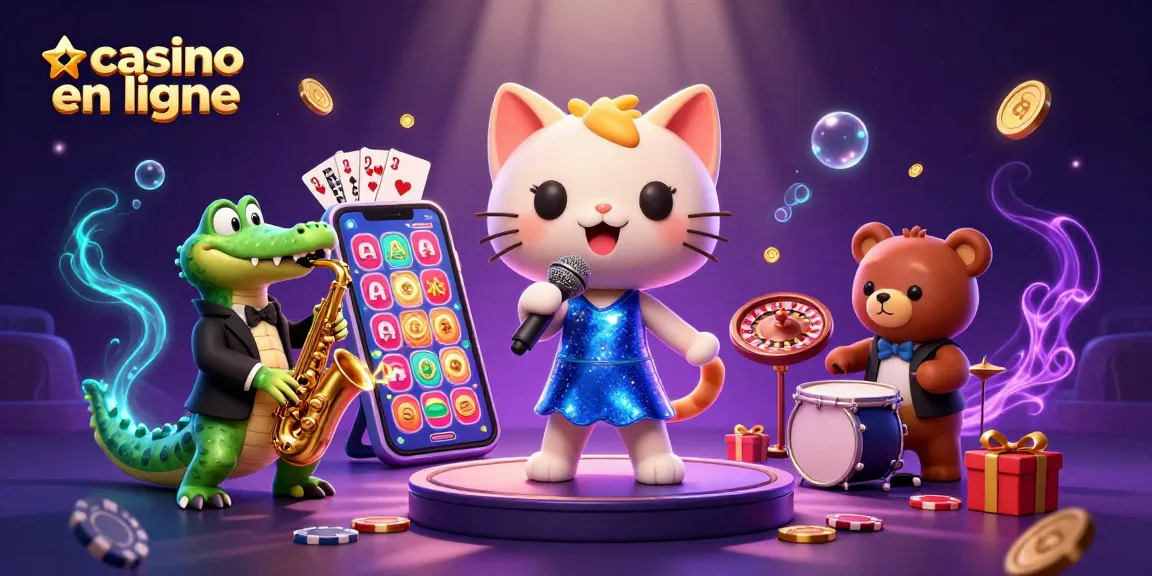 Découvrez le monde du jeu casino en ligne avec des personnages animés dans un cadre vibrant.
