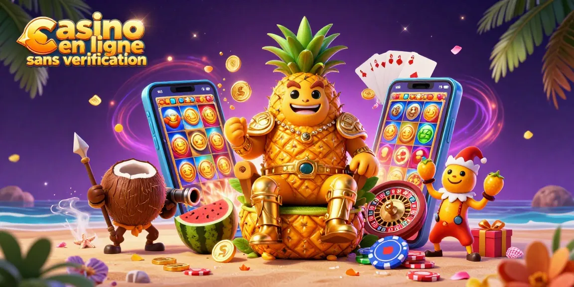 Profitez de l'expérience du casino en ligne sans vérification avec une illustration animée colorée.