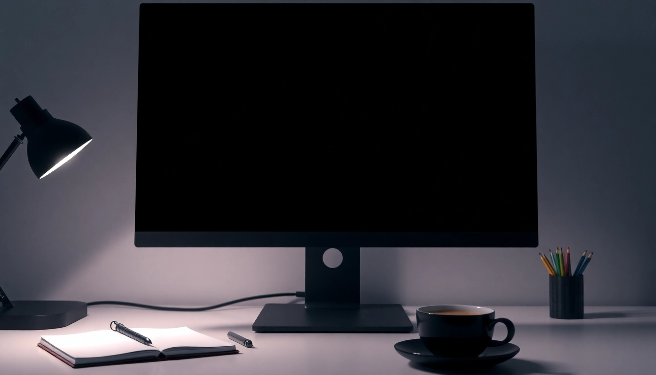 Explore full black screen for enhanced focus and eye comfort in a sleek workspace.