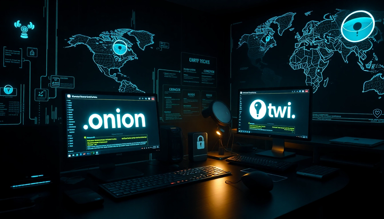 Visual representation of the hidden wiki 2026 in a modern digital workspace, featuring glowing screens and encrypted websites.