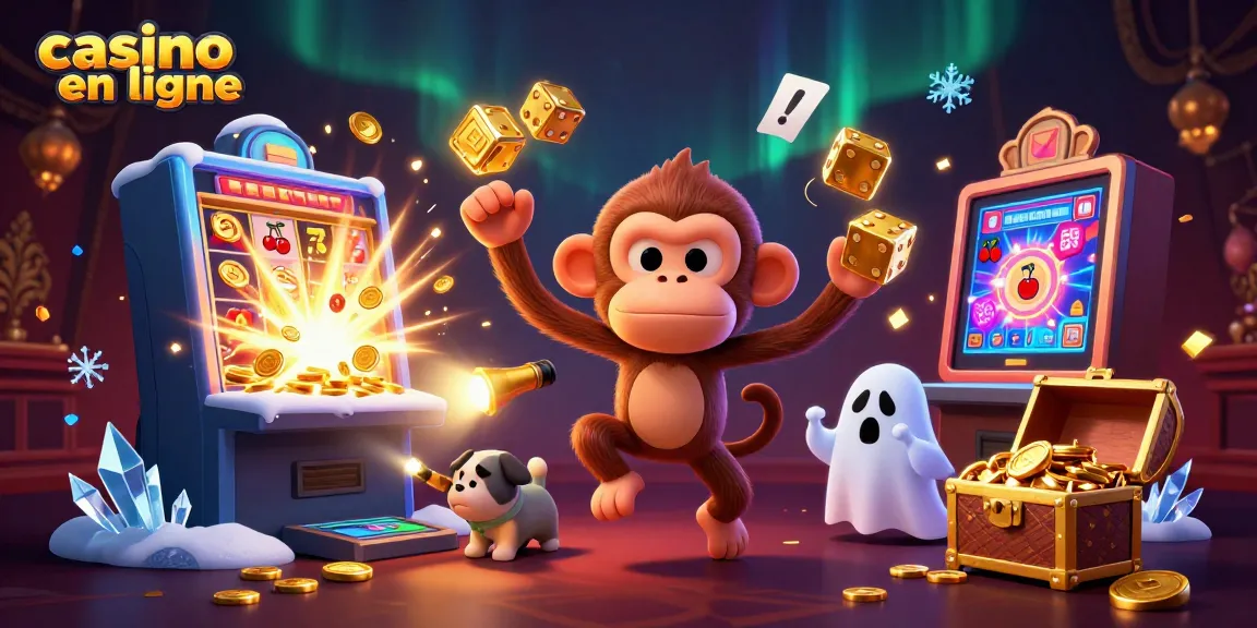 Une illustration captivante de casino en ligne avec un singe poltergeist et un chiot chasseur de fantômes.