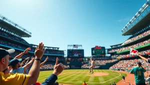 mlb중계를 응원하는 열광적인 팬들이 가득한 야구장 풍경
