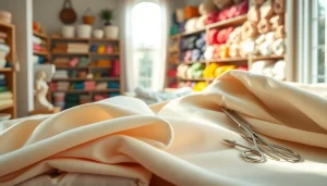 Katoen stof prachtig uitgestald, met warme tinten die creativiteit uitstralen.