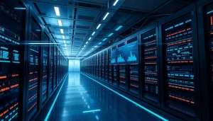 Visual representation of top cloud mining technology featuring a modern data center with advanced servers.