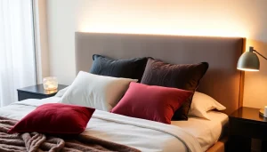 Cuscini per letto di design moderno, diversi colori e forme per un comfort unico.