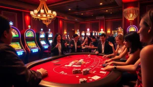 Engage with thrilling games at W88 link casino, featuring poker tables and vibrant slot machines.