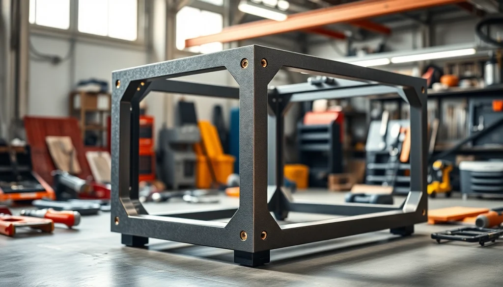 Showcase the pf940v2 frame only in a workshop, highlighting its design and quality.