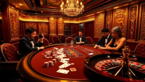 Engaging at a poker table, inviting players to experience nhà cái rikvip's thrilling gambling atmosphere.