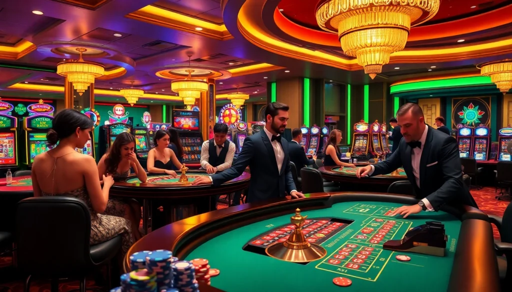 Players enjoying a thrilling roulette game at RR88 casino with vibrant atmosphere.