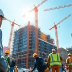 Dynamic view of a Manhattan Construction Manager directing a busy urban site.