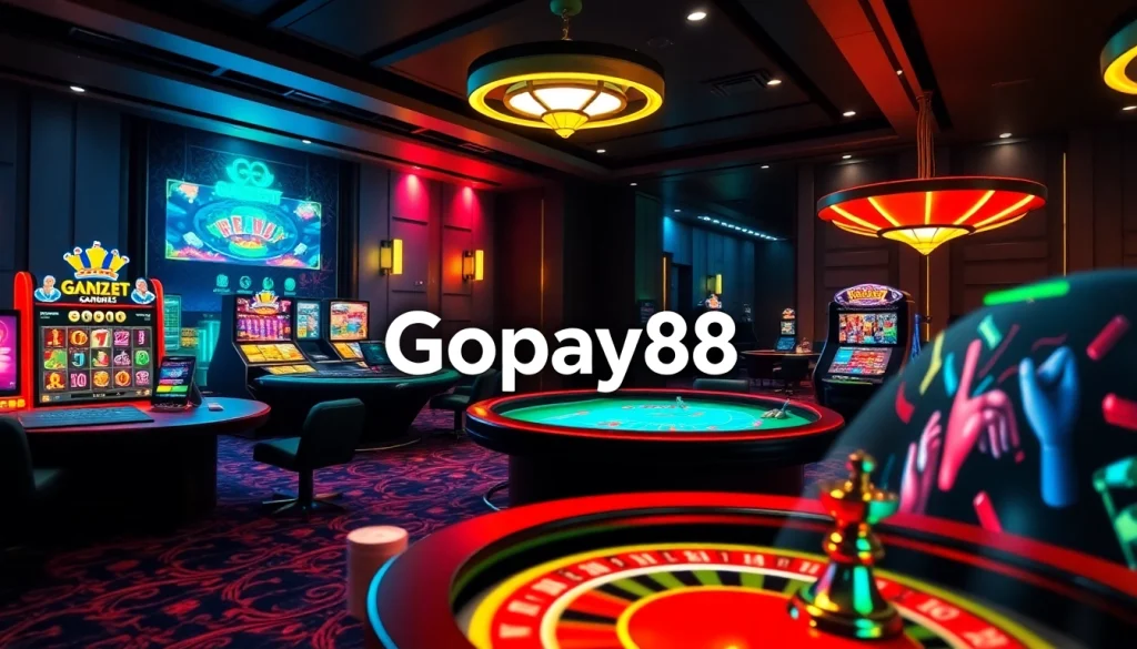 Dynamic online gambling experience with Gopay88 logo on modern casino gaming interface.