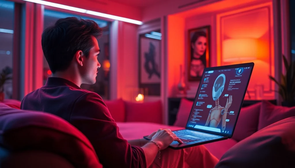 Engaging with an AI character in a modern, intimate setting focused on sex AI interactions