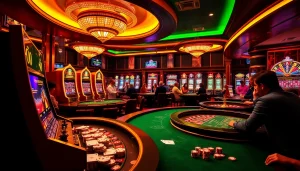 Experience thrilling games at 789 P casino, showcasing dynamic players and luxurious gaming tables.